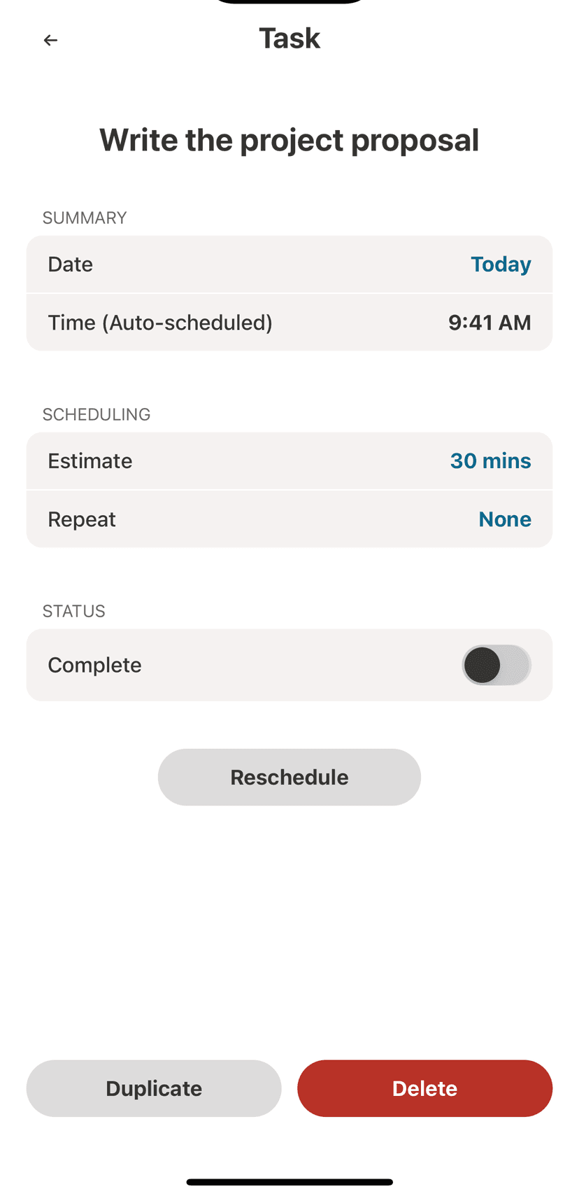 Task detail