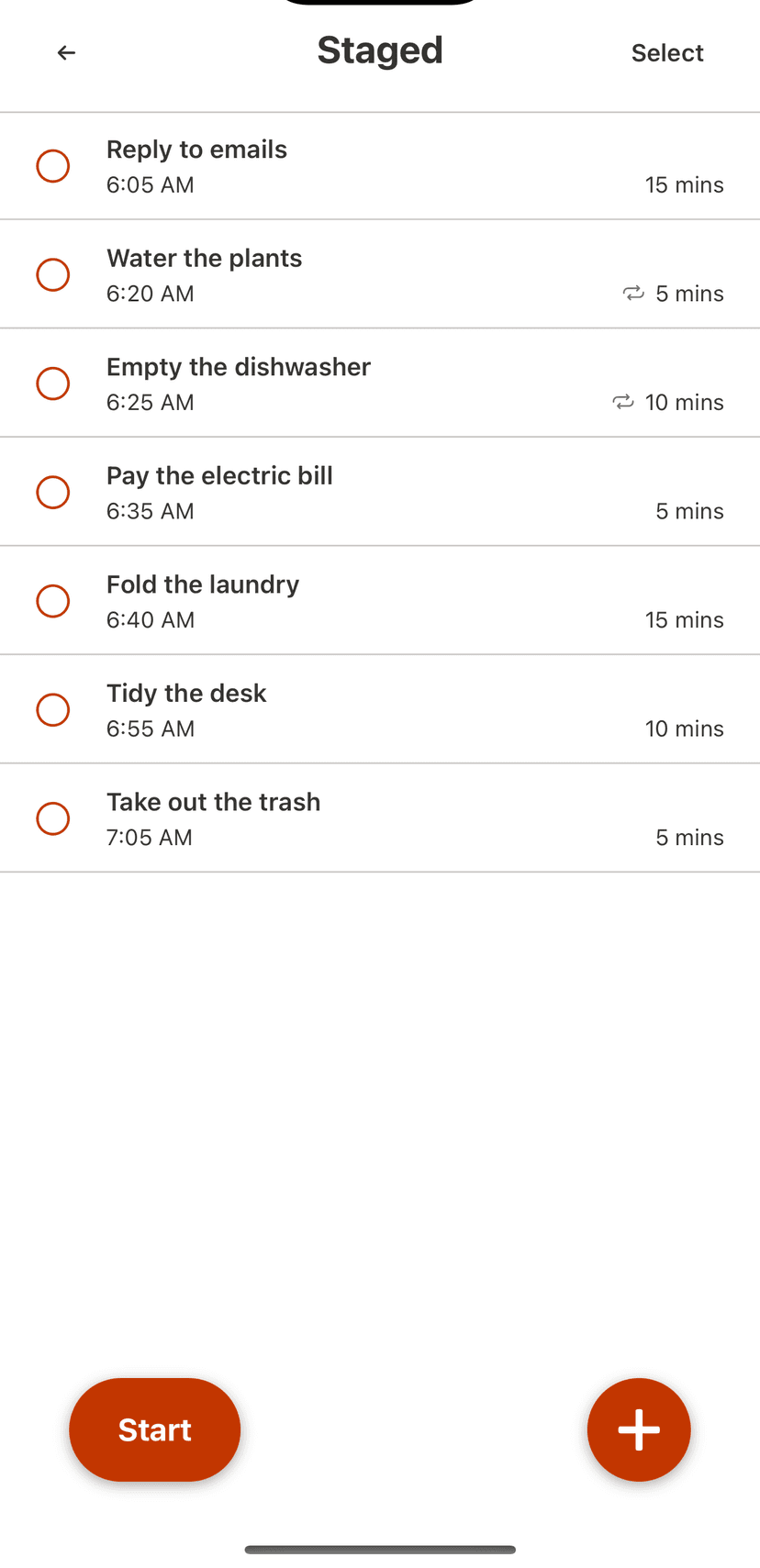 Staged tasks